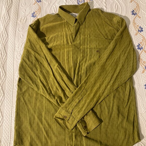 Italian-Made “West Coast” Olive Green Vintage Luxury Silk Shirt – Size Large - Picture 3 of 6